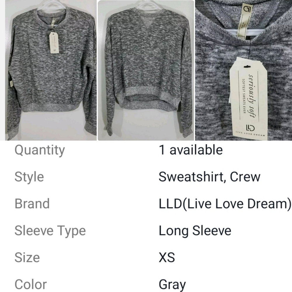 LLD Drop-Shoulder Sweatshirt XSMALL GREY COLOR 🆕️